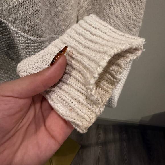 Boathouse Row Oversized Cotton Textured Fisherman Knit Sweater Cream Women L - Picture 4 of 7